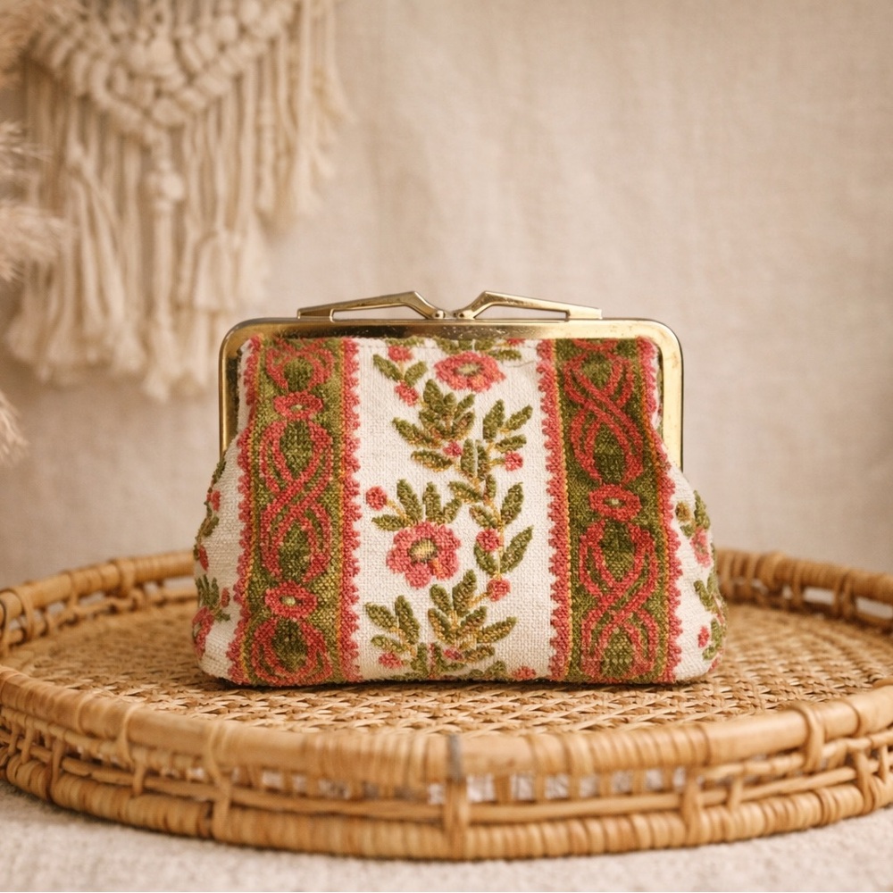 Vintage Coin Purse Floral Patterned Clutch Boho 🌺